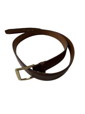 Jos. A. Bank Size 46 Brown Vintage Genuine Leather Dress Belt Gold Tone Buckle